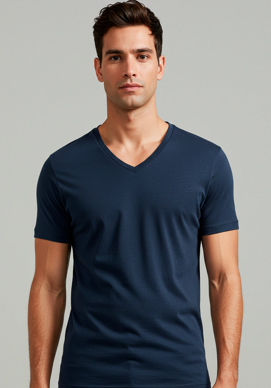 Camiseta Egípcio Gola V - Marinho