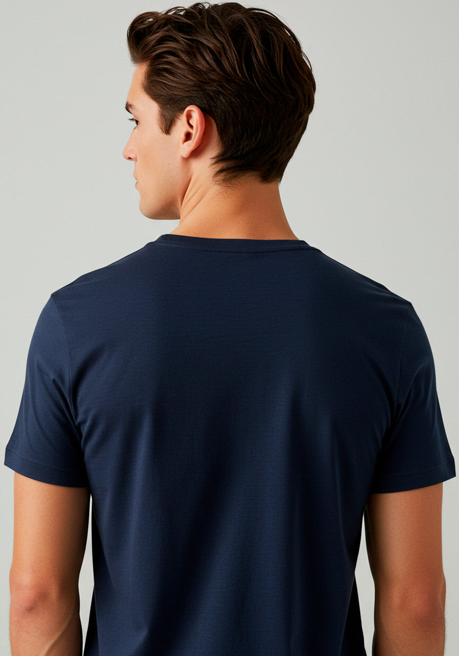 Camiseta Egípcio Gola V - Marinho